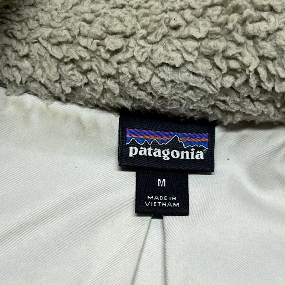 Patagonia Los Gatos Fleece Vest Womens Medium Beige Full Zip Pockets Sherpa Warm - Picture 6 of 10